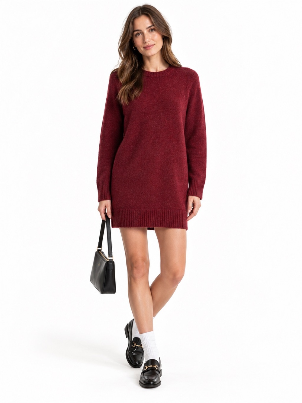 Abercrombie & Fitch Madeline Red Wool Blend Sweater Mini Dress NWT M TALL
